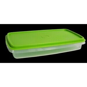 Tupperware 816 Cheese Deli Meat Keeper Clear Base Lime Green Lid Food Storage